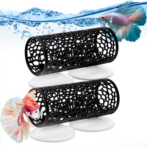 lemtrflo 2 Pack Betta Tunnel, Betta Fischspielzeug mit Saugnäpfen, Betta Fish Tank Zubehör, Geeigneter Lebensraum für kleine Fische und Garnelen, kann als Hängematte und Versteck für Betta-Fische lemtrflo 2 Pack Betta Tunnel, Betta Fischspielzeug mit Saugnäpfen, Betta Fish Tank Zubehör, Geeigneter Lebensraum für kleine Fische und Garnelen, kann als Hängematte und Versteck für Betta-Fische von lemtrflo