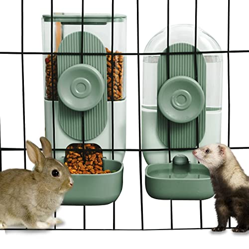 Lemtrflo Automatischer Wasserspender zum Aufhängen, Schwerkraft-Kaninchen-Futterstation, Wasserspender-Set, Käfig, Katzen-Wasserspender, Futternapf für Kaninchen, Meerschweinchen, Frettchen, von lemtrflo
