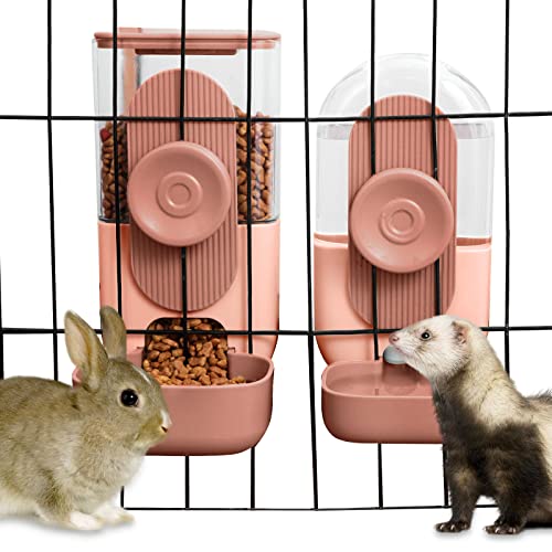 Lemtrflo Automatischer Futter- und Wasserspender zum Aufhängen, Schwerkraft-Kaninchen-Futterspender und Wasserspender-Set, Käfig, Katzenfutter und Wasserspender, Futternapf für Kaninchen, Chinchilla, von lemtrflo