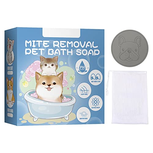 Haustierseife mit Schaumnetz, Hundeseife, die das Fell reinigt, befeuchtet die Haut von Haustieren, natürliche Shampoo-Bar-Katzenseife, sichere Formel, verhindert Verheddern, Verknotungen, Trockenheit von lencyotool