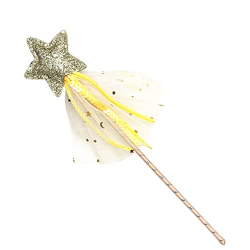 lerwliop Cat Teaser Leder Kinder Sticks Weihnachtskostüm Mädchen Zauberstab Cosplay Prop Geburtstag Dressing Up Pet Supplies Angel Stick, Gold von lerwliop