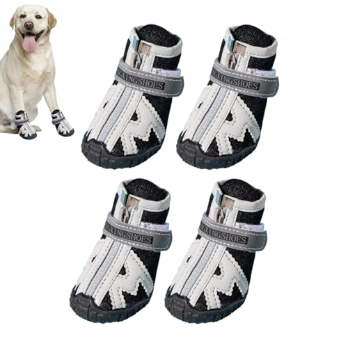 Leryveo Hundeschuhe Outdoor,Hundestiefel - 4 Stück Outdoor-Stiefel für Hunde,Atmungsaktive, rutschfeste Hundeschuhe in 5 Größen mit robuster Gummisohle. Für Spaziergänge im Freien und auf Hartböden im von leryveo