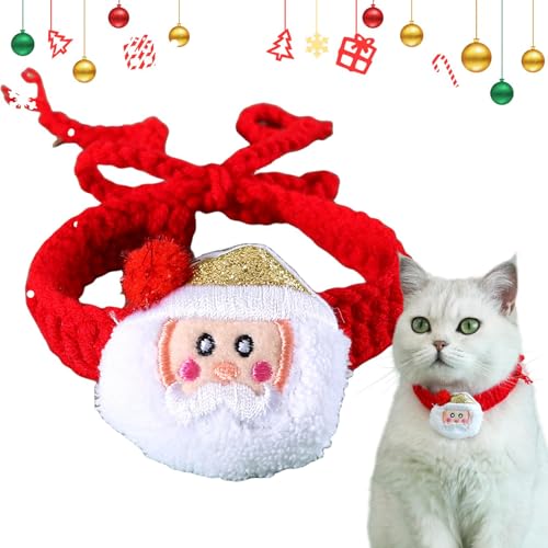 Leryveo Katzen-Weihnachtsschal,Gestrickter Weihnachtsschal für Hunde | Atmungsaktives Haustier-Bandana, festlicher Haustier-Schal für Kaninchen, Kätzchen, Welpen von leryveo