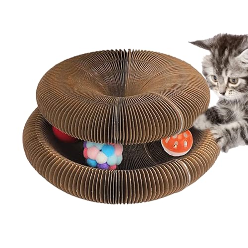 Leryveo Katzenkratzbrett,Orgel-Katzenkratzer | Katzenkratzbaum-Kugelbahn,Faltbares Schleifbrett, interaktives und pädagogisches Spielzeug für Kätzchen von leryveo