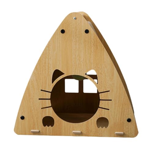 Leryveo Katzenkratzhaus aus Pappe,3-in-1-Multifunktions-Katzenhaus aus Pappe mit Plüschballspielzeug | Bequemes Katzenhaus für den Innenbereich, verschleißfestes Katzenkratzhaus zum Schutz von Möbeln von leryveo