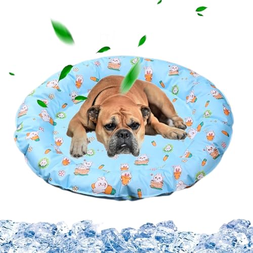 leryveo Hundeschlafunterlage kühlend,Hundekühlunterlage,Gel Atmungsaktive runde selbstkühlende Unterlage Decke Hundekühlunterlage - Tragbare und waschbare Haustier-Kühldecke für Haustiere, Welpen, von leryveo