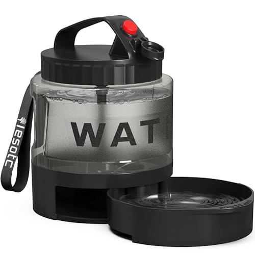lesotc 1600 ml Trinkflasche für Hunde, Tragbare XXL extra große Hundetrinkflasche für unterwegs – Camping & Reisen für große Hunde (Schwarz) von lesotc