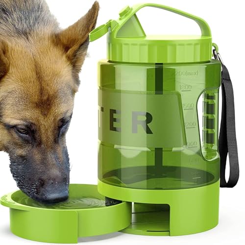 lesotc 2200 ml Trinkflasche für Hunde, Tragbare XXL extra große Hundetrinkflasche für unterwegs – Camping & Reisen für große Hunde (Armeegrün) von lesotc
