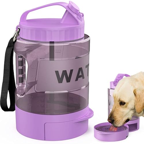 lesotc 2200 ml Trinkflasche für Hunde, Tragbare XXL extra große Hundetrinkflasche für unterwegs – Camping & Reisen für große Hunde (Macaron Lila) von lesotc