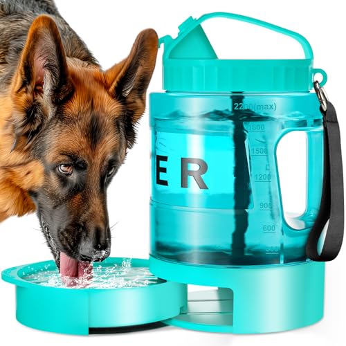 lesotc 2200 ml Trinkflasche für Hunde, Tragbare XXL extra große Hundetrinkflasche für unterwegs – Camping & Reisen für große Hunde (Mintgrün) von lesotc