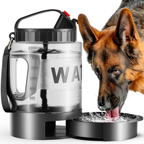 lesotc 2200 ml Trinkflasche für Hunde, Tragbare XXL extra große Hundetrinkflasche für unterwegs – Camping & Reisen für große Hunde (Schwarz) von lesotc