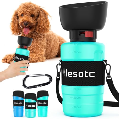 lesotc Hundetrinkflasche für unterwegs, Faltbare Hund Auslaufsicher Wasserflasche, Hunde Wasserspender für Täglich Spazieren Gehen Reisen Campen，800ml Tiffany-Blau von lesotc