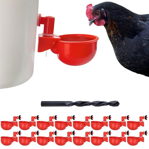 Hühner-Bewässerungsbecher | Automatischer großer Hühner-Wasserspender für Küken, Truthahn, Enten, Gans, Häschen und Vögel | Geflügeltränke, BPA-frei und auslaufsicheres Design (16 Stück) von letsFix