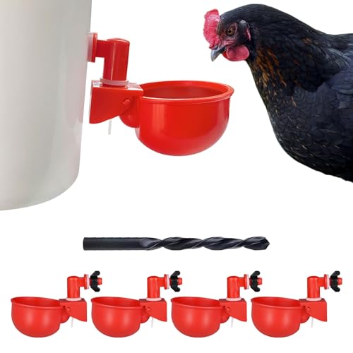 Hühner-Bewässerungsbecher | Automatischer großer Hühner-Wasserspender für Küken, Truthahn, Enten, Gans, Häschen und Vögel | Geflügeltränke, BPA-frei und auslaufsicheres Design (4 Stück) von letsFix