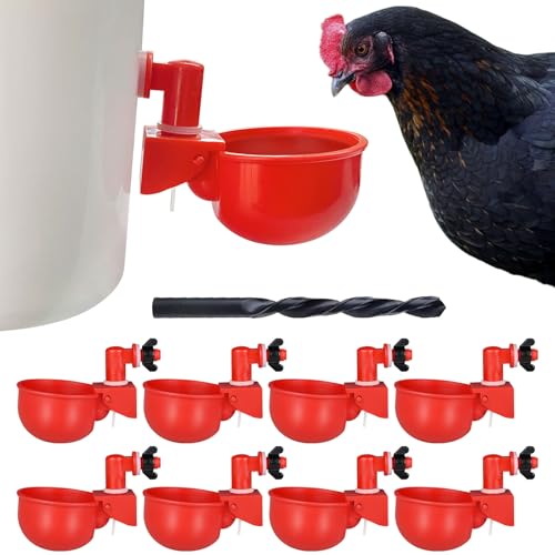 Hühner-Bewässerungsbecher | Automatischer großer Hühner-Wasserspender für Küken, Truthahn, Enten, Gans, Häschen und Vögel | Geflügeltränke, BPA-frei und auslaufsicheres Design (8 Stück) von letsFix