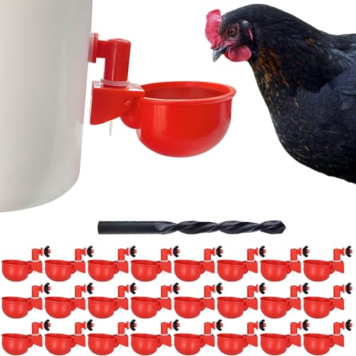 letsFix Hühner-Wasserbecher, Hühnerbewässerung, automatische Hühnerbewässerung für Geflügel, DIY-PVC-Wasserspender ideal für Hühner, Enten, Gänse, Truthahn, Pfauen, Wachteln, 24 Stück von letsFix
