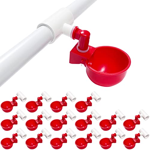 letsFix Hühner-Wasserbecher für PVC mit Tee, automatisches Bewässerungsset für Geflügel, DIY PVC-Wasserspender für Huhn/Ente/Wachtel/Truthahn, Hühnerbewässerung [16 Stück] von letsFix