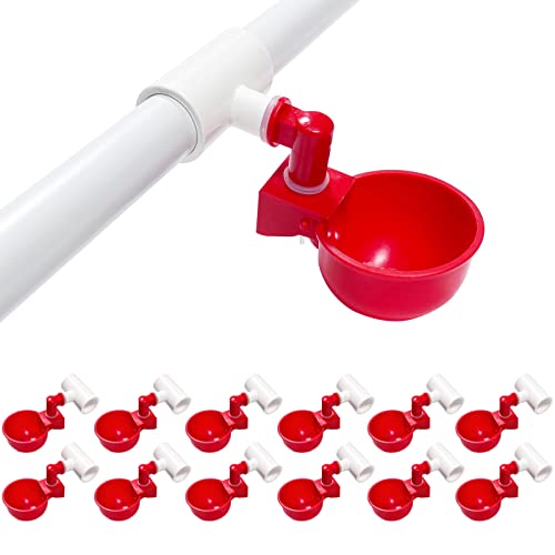 letsFix Hühner-Wasserbecher für PVC mit Tee (12 Stück), Automatisches Hühnerbewässerungsset für Geflügel, DIY PVC Wasserspender für Huhn/Ente/Wachtel/Truthahn von letsFix