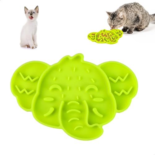 Antischlingnapf Katze, Antischlingnapf Hunde Pet Feeding Matte, Katzen Schleckmatte Rutschfester Anti-Würge-Puzzle-Hundenapf aus Silikon für Kleine, Mittlere und Große Hunderassen (Grün) von letuxaamz