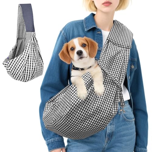 Hundetragetuch, Hunde Tragetasche, Katzentasche Dog Pet Geeignet für Ausflüge und Reisen, Einstellbar mit Tasche und Haken Design Hundetrage Schlingen für Haustier bis zu 7.5KG von letuxaamz