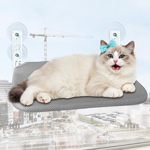 Katzen Hängematte Fensterplätze, Faltbare Katzen Hängematte, Atmungsaktive Haustier Fensterhängematte zum Überwachen, Sonnenbaden und Klettern - Hält Maximal Bis15kg von letuxaamz