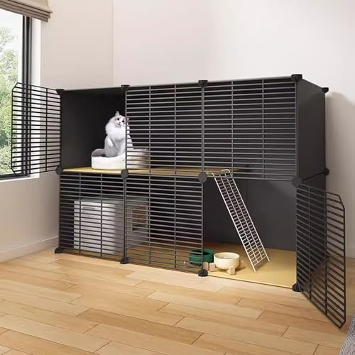 Katzenkäfig, Katzenvilla für den Innenbereich, Extra Großes Katzenhaus mit Freiem Platz, Platzsparend, Kann in Höhe und Breite Beliebig Vergrößert Werden, Schwarz(111 * 39 * 73cm/44 * 15 * 29in) Katzenkäfig, Katzenvilla für den Innenbereich, Extra Großes Katzenhaus mit Freiem Platz, Platzsparend, Kann in Höhe und Breite Beliebig Vergrößert Werden, Schwarz(111 * 39 * 73cm/44 * 15 * 29in) von lhyangroupao