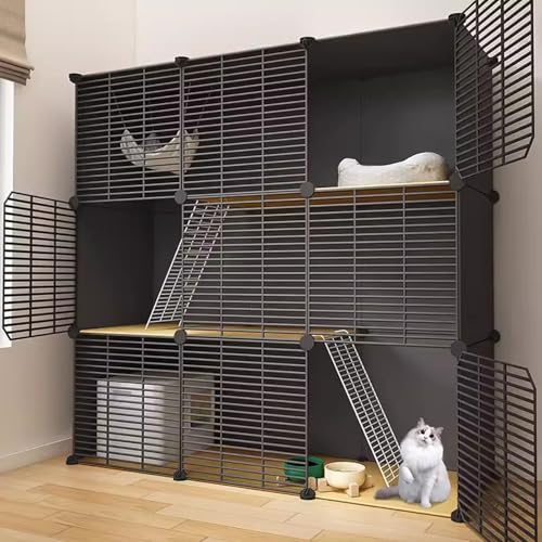 Katzenkäfig, Katzenvilla für den Innenbereich, Extra Großes Katzenhaus mit Freiem Platz, Platzsparend, Kann in Höhe und Breite Beliebig Vergrößert Werden, Schwarz(111 * 49 * 111cm/44 * 19 * 44in) Katzenkäfig, Katzenvilla für den Innenbereich, Extra Großes Katzenhaus mit Freiem Platz, Platzsparend, Kann in Höhe und Breite Beliebig Vergrößert Werden, Schwarz(111 * 49 * 111cm/44 * 19 * 44in) von lhyangroupao