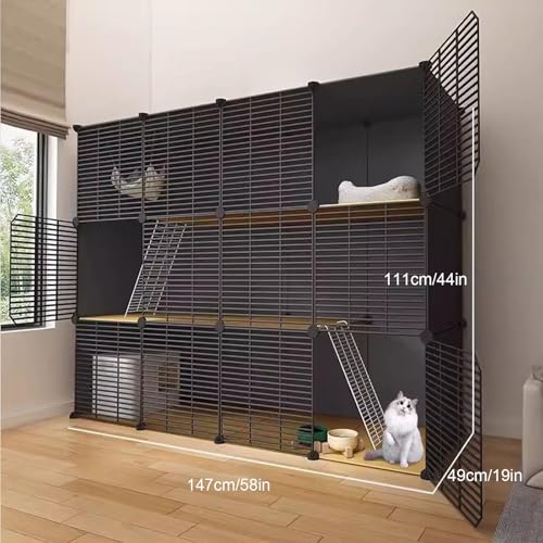 Katzenkäfig, Katzenvilla für den Innenbereich, Extra Großes Katzenhaus mit Freiem Platz, Platzsparend, Kann in Höhe und Breite Beliebig Vergrößert Werden, Schwarz(147 * 49 * 111cm/58 * 19 * 44in) Katzenkäfig, Katzenvilla für den Innenbereich, Extra Großes Katzenhaus mit Freiem Platz, Platzsparend, Kann in Höhe und Breite Beliebig Vergrößert Werden, Schwarz(147 * 49 * 111cm/58 * 19 * 44in) von lhyangroupao