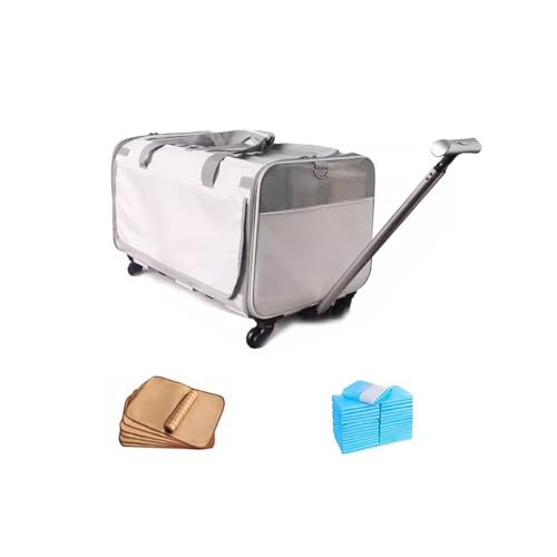 Kleine Und Mittelgroße Hunde- Und Katzenkäfige – Haustier-Trolley Mit Großem Fassungsvermögen Und Tragetasche Für Mehrere Katzen Mit Zwei Boxen – Tragbare Und Atmungsaktive Katzentasche Für Reisen – T von lhyangroupao
