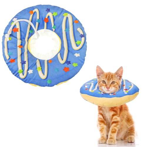 libfrnt Katzenkegel-Halsband, weich, niedliches Katzen-Donut-Halsband, verstellbares Katzen-Genesungshalsband, bequeme elisabethanische Zapfen, um das Lecken zu stoppen, Anti-Biss-Kegel für Katzen, von libfrnt