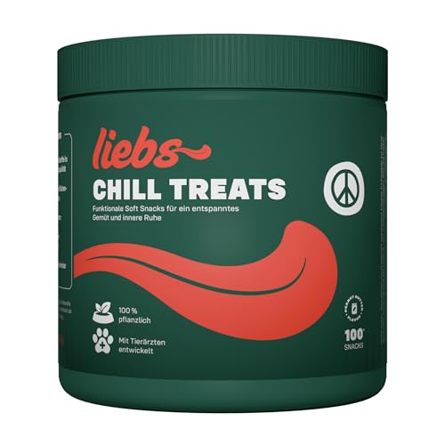 liebs Soft Treats Chill 100% pflanzlich | Chill Entspannungs Snack Hunde – Unterstützt Beruhigung - Stress & Angst | Baldrian, Roter Beete, Süßkartoffel, Hanfsamen & Kamille (1 x 300g) von liebs
