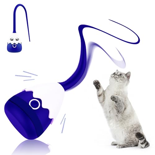 Interaktives Katzenspielzeug für Indoor-Katzen, 2-in-1, automatisches, unregelmäßig bewegliches Katzenspielzeug mit lebensechtem Beuteschwanz, Silikon-Schwanz, wiederaufladbar, von lifefav