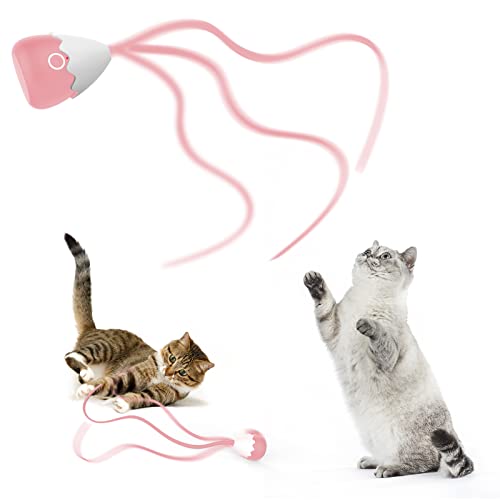 Interaktives Katzenspielzeug für Indoor-Katzen, 2-in-1, automatisches, unregelmäßiges bewegliches Katzenspielzeug mit lebensechtem Beuteschwanz, Silikonschwanz, wiederaufladbar, von lifefav