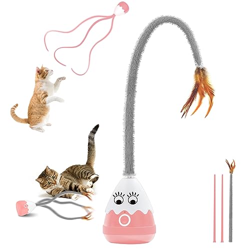 lifefav Katzenspielzeug, katzenspielzeug selbstbeschäftigung mit Teaser-Plüsch/Silikonschwanz, elektrisches automatisches Katzenspielzeug für Katzen/Kätzchen im Innenbereich, (Rosa) von lifefav