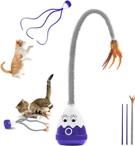 lifefav Katzenspielzeug, wiederaufladbares Katzenspielzeug mit Teaser-Plüsch/Silikonschwanz, elektrisches automatisches Katzenspielzeug für Katzen/Kätzchen im Innenbereich (Blau) von lifefav
