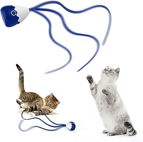lifefav Katzenspielzeug für Hauskatzen, 2-in-1 magisches Silikon-Schwanzspielzeug, automatisches interaktives Katzenstab-Spielzeug, wiederaufladbares Übungsspielzeug für Kätzchen (Blau) von lifefav