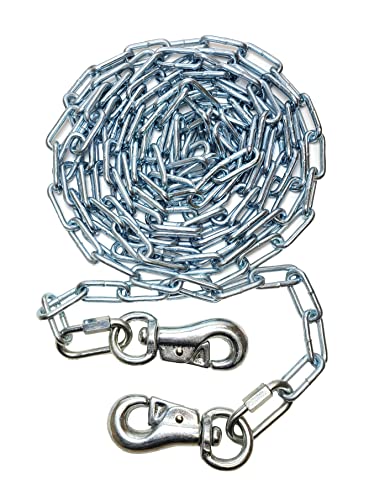 Robuste Hundeleinenkette, 7,6 m lange Hundeleine für mittelgroße bis große Hunde, geschweißte Stahlkette, verhedderungsfrei mit 235,9 kg Kapazität, Edelstahl (Silber) von lifstar