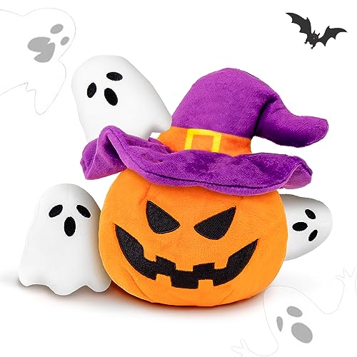 lilfrd Halloween-Hundespielzeug – Kürbis & Geister quietschender Plüsch, Verstecken und Suchen für kleine bis große Hunde lilfrd Halloween-Hundespielzeug – Kürbis & Geister quietschender Plüsch, Verstecken und Suchen für kleine bis große Hunde von lilfrd