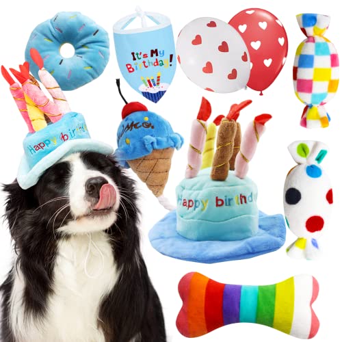 lilfrd Hundespielzeug-Set, 9-teilig, Plüsch-Haustierspielzeug für kleine Hunde, inklusive quietschendem Kuchenhut, Bandana, Dessert-Themen-Spielzeug, Luftballons, für Hundegeburtstagsfeier lilfrd Hundespielzeug-Set, 9-teilig, Plüsch-Haustierspielzeug für kleine Hunde, inklusive quietschendem Kuchenhut, Bandana, Dessert-Themen-Spielzeug, Luftballons, für Hundegeburtstagsfeier von lilfrd