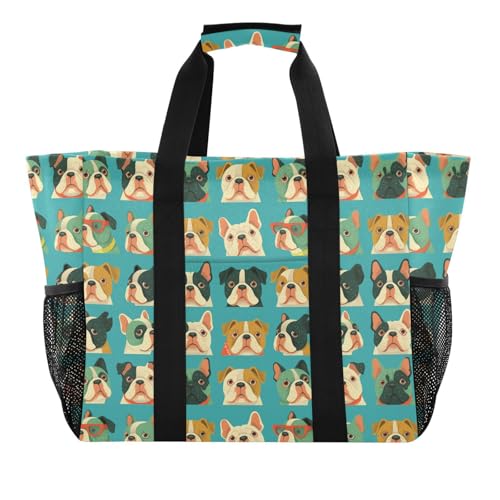 linqin Dogs Heads Utility Beach Tote with Handles Collapsable Reusable Shopping Bags with Pockets for Carrying, Hundeköpfe, 1 size linqin Dogs Heads Utility Beach Tote with Handles Collapsable Reusable Shopping Bags with Pockets for Carrying, Hundeköpfe, 1 size von linqin