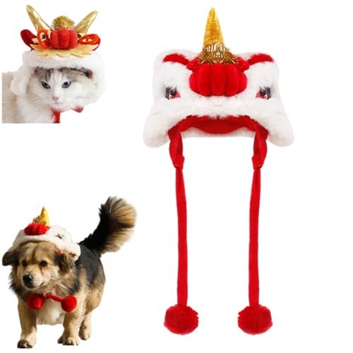 Year of Dragon Dog Cat Hat, Cute Dragon Cosplay Hat for Dogs Cats, Chinese Style Pet Dragon Headgear, Adjustable Dog Dragon Hat for New Year, Pet Costume Hat (A) von linzong