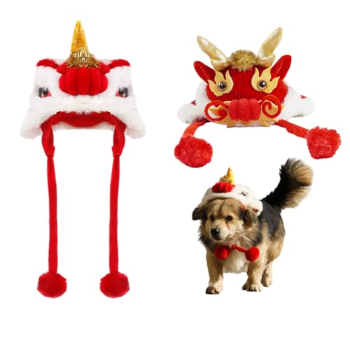 Year of Dragon Dog Cat Hat, Cute Dragon Cosplay Hat for Dogs Cats, Chinese Style Pet Dragon Headgear, Adjustable Dog Dragon Hat for New Year, Pet Costume Hat (A+C) von linzong