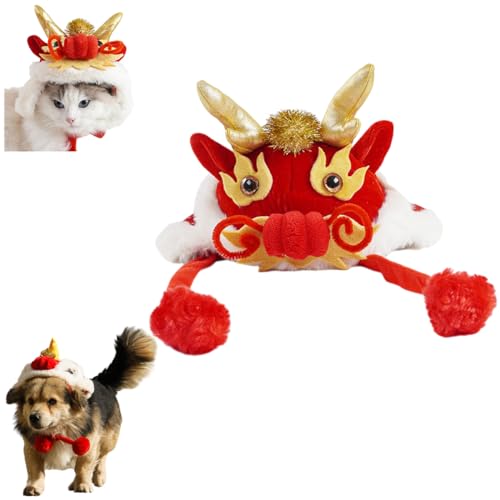 Year of Dragon Dog Cat Hat, Cute Dragon Cosplay Hat for Dogs Cats, Chinese Style Pet Dragon Headgear, Adjustable Dog Dragon Hat for New Year, Pet Costume Hat (C) von linzong
