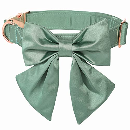 Lionet Paws Bowtie Hundehalsband - komfortable Seide Hundehalsband mit abnehmbaren Fliege für mittlere Hunde, Hals 34-55cm von lionet paws