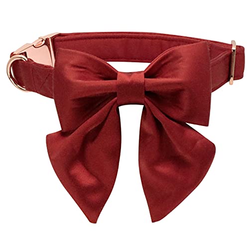 Lionet Paws Hundehalsband Fliege - komfortable Seide Hundehalsband mit abnehmbaren Fliege für große Hunde, Hals 40-60cm von lionet paws