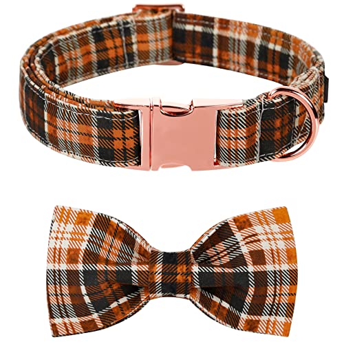 Lionet Paws Hundehalsband mit Fliege, Langlebiges Bequemes Baumwolle Halsband mit Metall Steckverschluss für Hunde, Hals 40-60cm von lionet paws