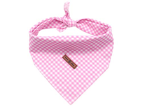 lionet paws Bandana für Hund Kopftücher Hundehalstuch Dreieckstuch für Kleine, Mittelgroße und Große Hunde Rosa kariert von lionet paws