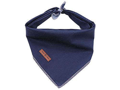 lionet paws Hunde Bandana Kopftücher Hundehalstuch Dreieckstuch, Blau gepunktet, S von lionet paws