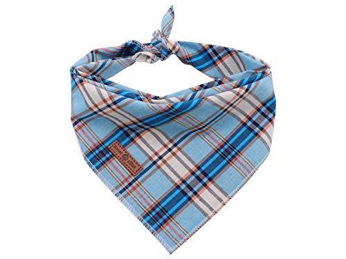 lionet paws Hunde Bandana Kopftücher Hundehalstuch Dreieckstuch, Blau kariert, L von lionet paws