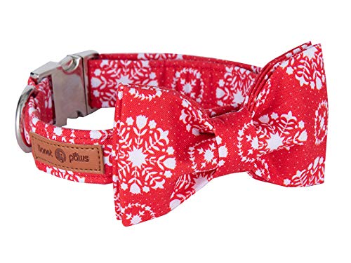 Lionet Paws Hundehalsband mit Fliege, Langlebiges Bequemes Baumwolle Halsband mit Metall-Klickverschluss für Hunde, Hals 40-60cm Lionet Paws Hundehalsband mit Fliege, Langlebiges Bequemes Baumwolle Halsband mit Metall-Klickverschluss für Hunde, Hals 40-60cm von lionet paws